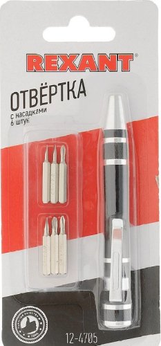 Отвертка комбинированная Rexant с насадками 6 шт  картинка
